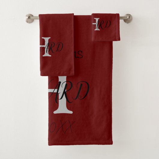 Monogramme moderne Nouveaux mariés Bourgogne Rouge (En situation)