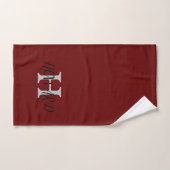 Monogramme moderne Nouveaux mariés Bourgogne Rouge (Serviette à main)