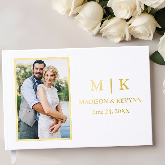 Monogramme moderne photo mariage Gold Foil