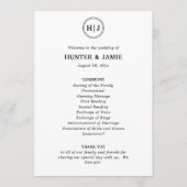 Monogramme moderne Programme de mariage noir et bl (Devant)