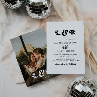 Monogramme Moderne Rétro 70's Faire-part de mariag