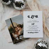 Monogramme Moderne Rétro 70's Faire-part de mariag