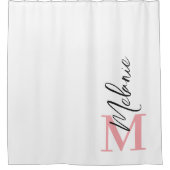 Monogramme moderne rideau de douche rose noir (Devant)