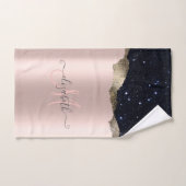 Monogramme Moderne Rose Gold Pailleté Noir (Serviette à main)