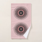 Monogramme moderne rose noir (Serviette à main)