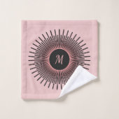 Monogramme moderne rose noir (Gant de toilette)