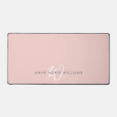Monogramme Moderne Rose Pâle Blanc Script (Recto)