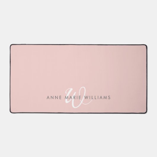 Monogramme Moderne Rose Pâle Blanc Script (Recto)