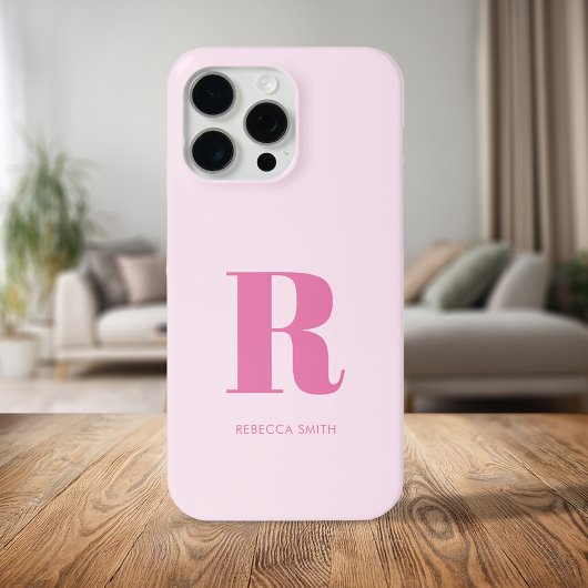 Monogramme moderne rose simple