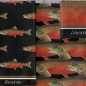 Monogramme moderne Saumon Poisson Design noir blan