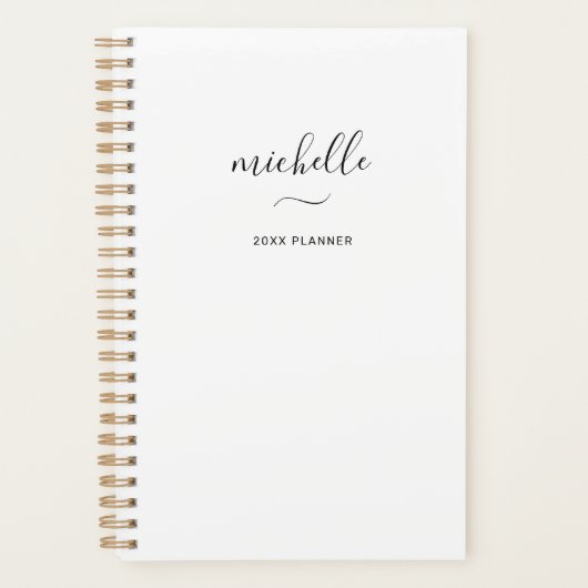 Monogramme moderne Script blanc mensuel hebdomadai (Devant)