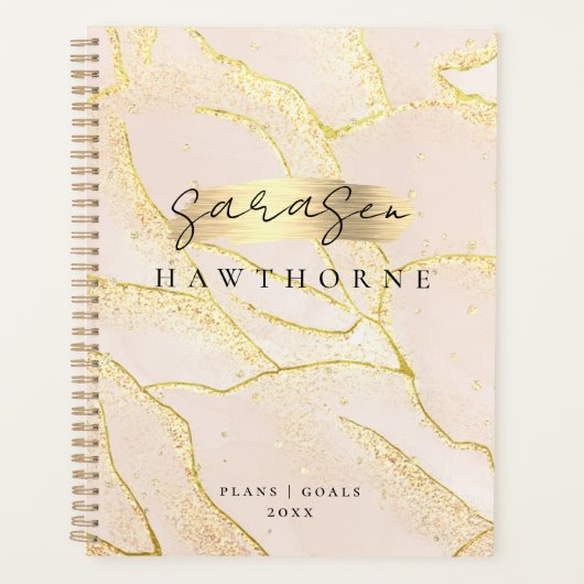 Monogramme moderne Script Blush Pink Gold Foil (Devant)