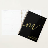 Monogramme moderne Script Calligraphie Black Gold (Devant avec enveloppe)