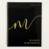 Monogramme moderne Script Calligraphie Black Gold (Devant)