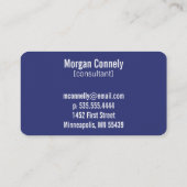 Monogramme moderne Simple Carte de visite bleu per (Dos)