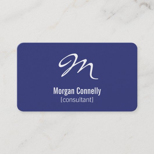 Monogramme moderne Simple Carte de visite bleu per (Devant)