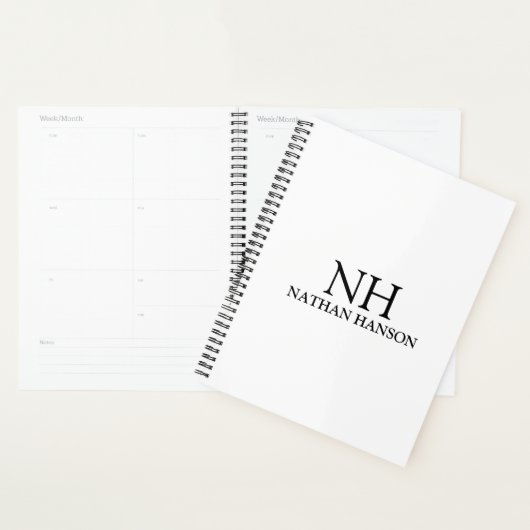 Monogramme Moderne Simple Noir et Blanc (Devant avec enveloppe)