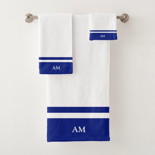 Monogramme Moderne sur Bleu et Blanc (En situation)