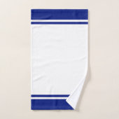 Monogramme Moderne sur Bleu et Blanc (Serviette à main)