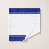Monogramme Moderne sur Bleu et Blanc (Gant de toilette)