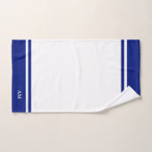 Monogramme Moderne sur Bleu et Blanc (Serviette à main)