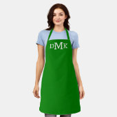 Monogramme moderne tablier vert et blanc (Porté)