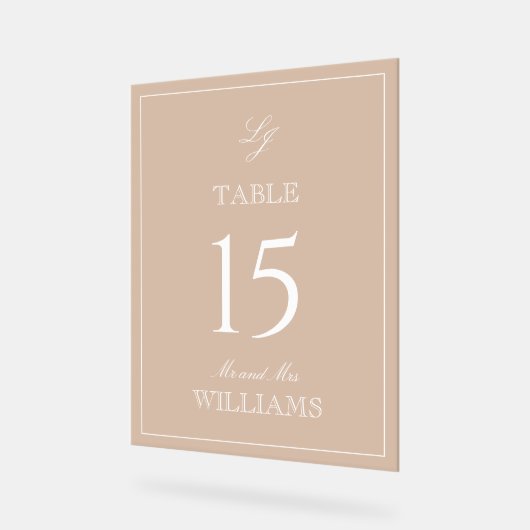 Monogramme moderne Terracotta Mariage Numéro de ta (Angle)