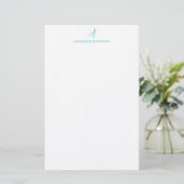 Monogramme moderne Turquoise Papeterie personnelle (Debout devant)