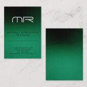 Monogramme moderne vert blanc Carte de visite prop (Devant / Derrière)