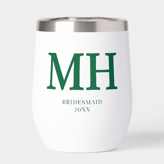 Monogramme moderne vert Chic Bridesmaid (Arrière)