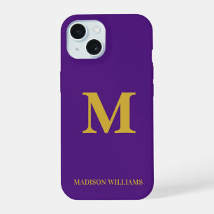 Monogramme Moderne Violet et Or Minimaliste Élégan
