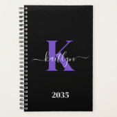 Monogramme Moderne Violet Noir Script (Devant)