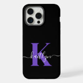 Monogramme Moderne Violet Noir Script (Verso)