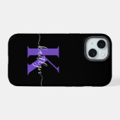 Monogramme Moderne Violet Noir Script (Verso Horizontal)