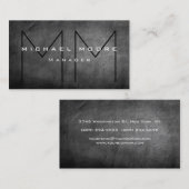 Monogramme monochrome gris unique Carte de visite (Devant / Derrière)