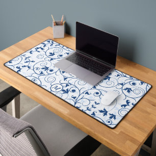Monogramme Motif à feuille bleue rétro