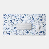 Monogramme Motif à feuille bleue rétro (Clavier et souris)