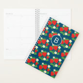 Monogramme motif bleu fraise et fleur (Devant avec enveloppe)