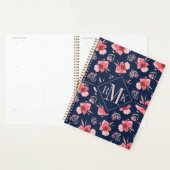 Monogramme | Motif d'aquarelle rose foncé (Devant avec enveloppe)