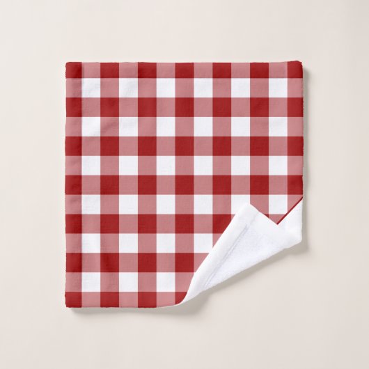 Monogramme Motif de buffle blanc rouge (Gant de toilette)