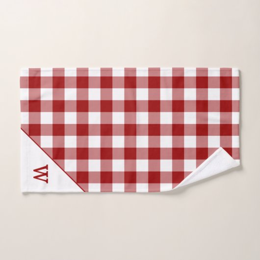 Monogramme Motif de buffle blanc rouge (Serviette à main)