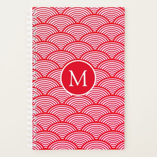 Monogramme Motif de pétoncle rouge et blanc (Devant)