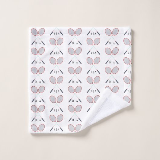 Monogramme Motif de raquette Badminton personnalis (Gant de toilette)