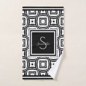Monogramme Motif géométrique noir et blanc élégant (Serviette à main)