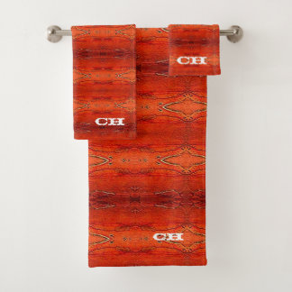 Monogramme motif rayures aztèques orange rustique