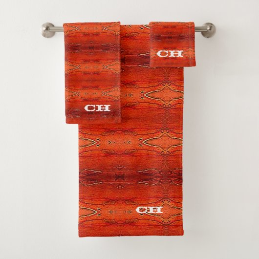 Monogramme motif rayures aztèques orange rustique (En situation)