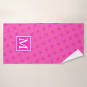 Monogramme motif rose chaud cercles (Serviette de bain)