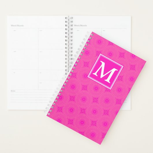 Monogramme motif rose chaud cercles (Devant avec enveloppe)
