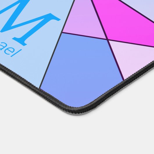 Monogramme Motif triangle bleu violet rétro (Coin)