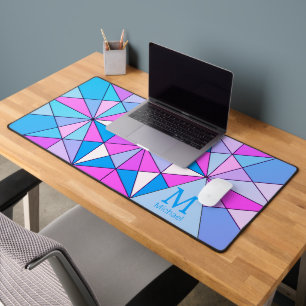 Monogramme Motif triangle bleu violet rétro
